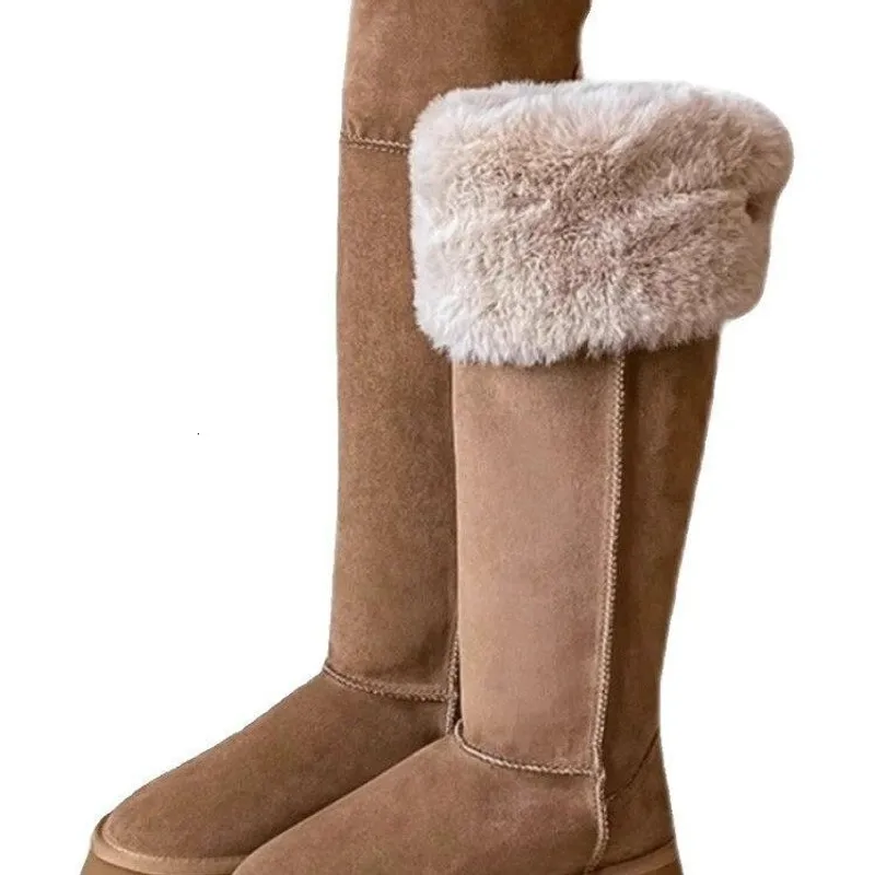 2024 Diseñador de otoño/invierno Nuevo terciopelo de tubo largo Botas de nieve cálidas con fondo de algodón de algodón de peluch