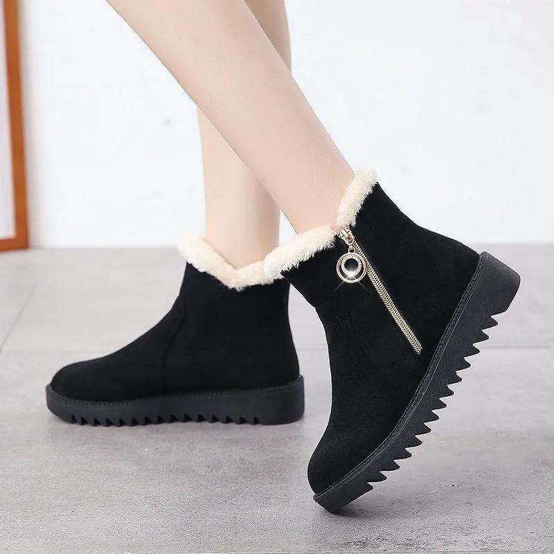 2024 Fashion Lading Boots cálidos de nieve para mujer Invierno Nuevo fondo plano Botas cortas Botthidos suaves Momá de algodón C