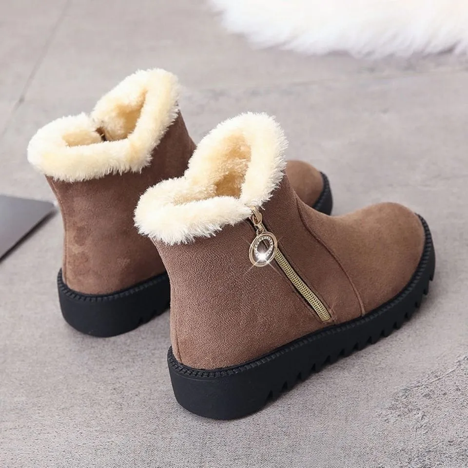 2024 Fashion Lading Boots cálidos de nieve para mujer Invierno Nuevo fondo plano Botas cortas Botthidos suaves Momá de algodón C