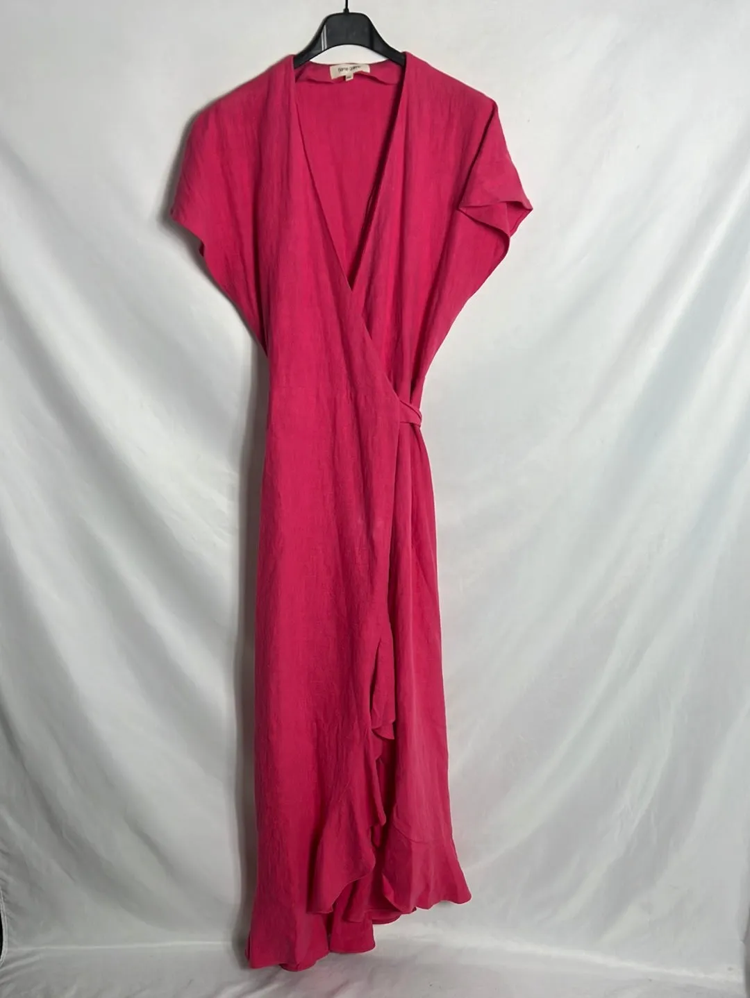 6EME GALERIE. Vestido largo rosa cruzado textura. T XS(Tara)