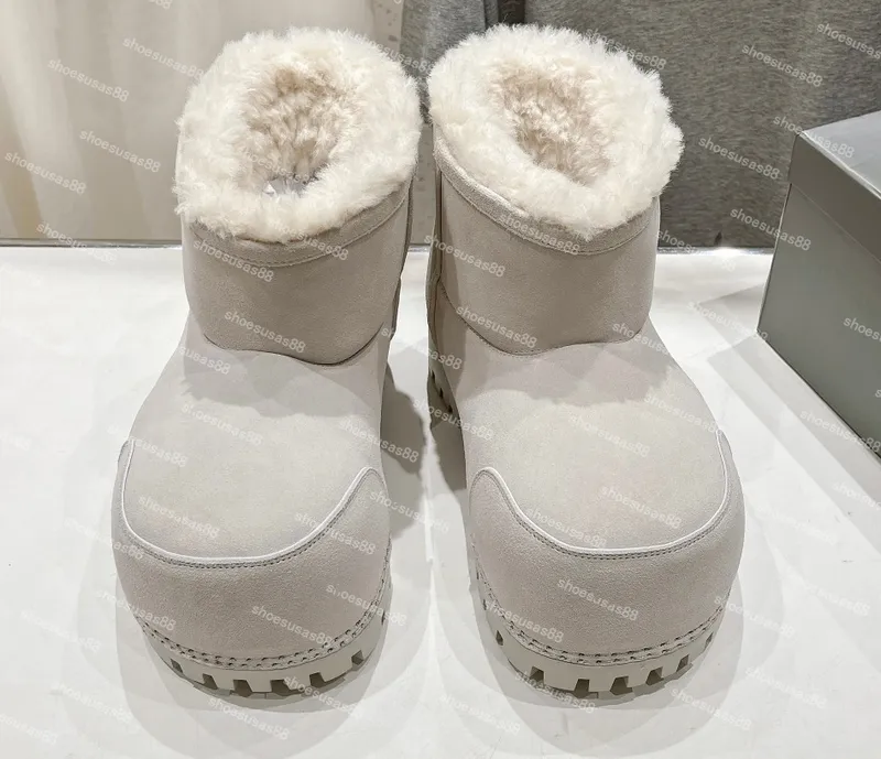 Alaska Fur High Boot Women Diseñador Botas de nieve Nylon Ski Bootie Men lujoso Boots de invierno de lujo Boties de plataforma d