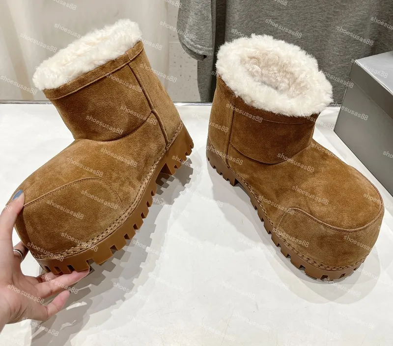 Alaska Fur High Boot Women Diseñador Botas de nieve Nylon Ski Bootie Men lujoso Boots de invierno de lujo Boties de plataforma d