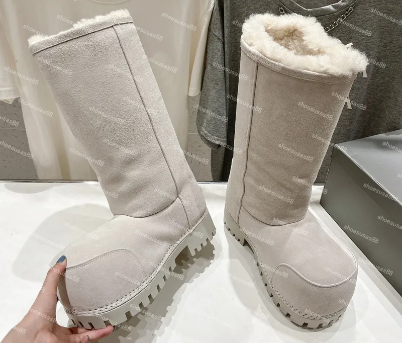 Alaska Fur High Boot Women Diseñador Botas de nieve Nylon Ski Bootie Men lujoso Boots de invierno de lujo Boties de plataforma d