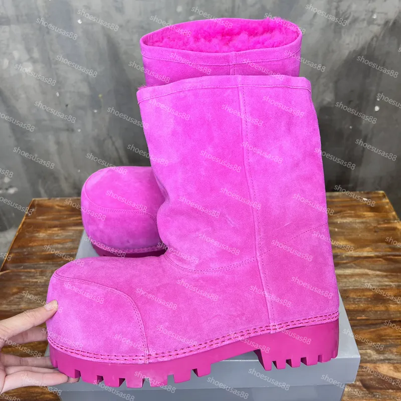 Alaska Fur High Boot Women Diseñador Botas de nieve Nylon Ski Bootie Men lujoso Boots de invierno de lujo Boties de plataforma d