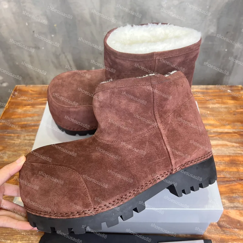 Alaska Fur High Boot Women Diseñador Botas de nieve Nylon Ski Bootie Men lujoso Boots de invierno de lujo Boties de plataforma d