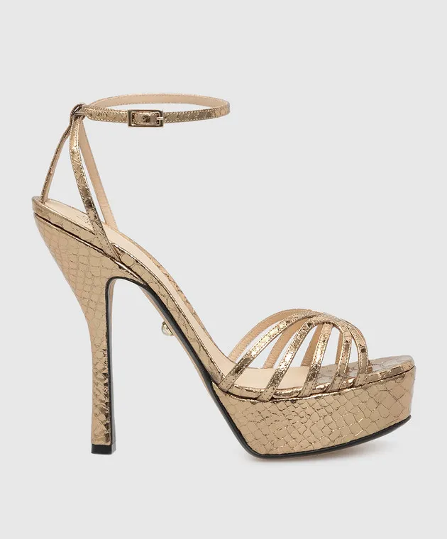 Alevi Milano Gold-tone leather sandals