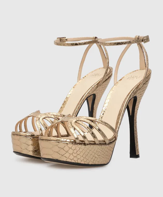 Alevi Milano Gold-tone leather sandals