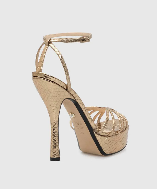 Alevi Milano Gold-tone leather sandals