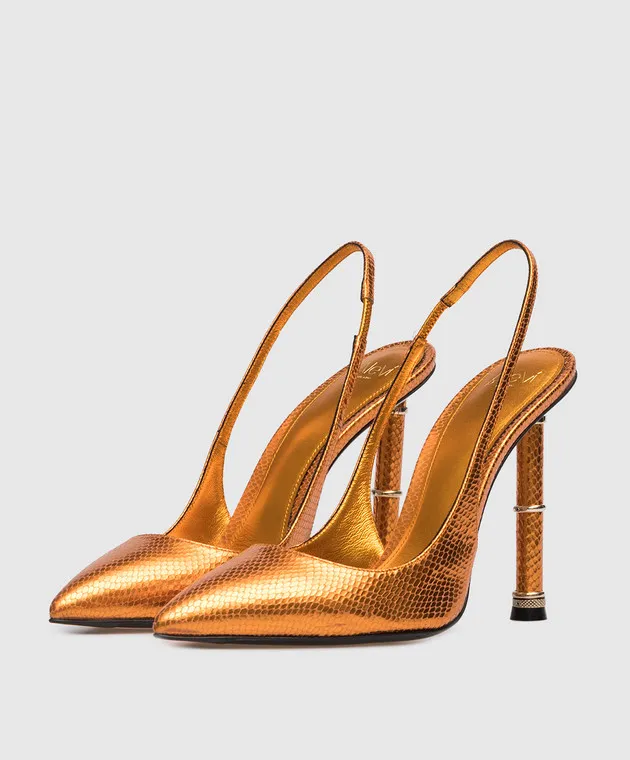 Alevi Milano Valeria orange leather slingbacks