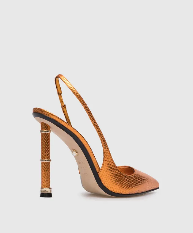 Alevi Milano Valeria orange leather slingbacks