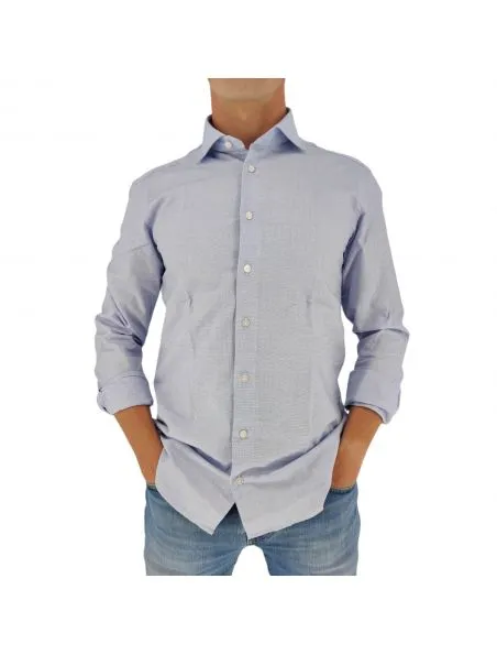 BASTONCINO Camisa Simo Hombre Light Blue/White