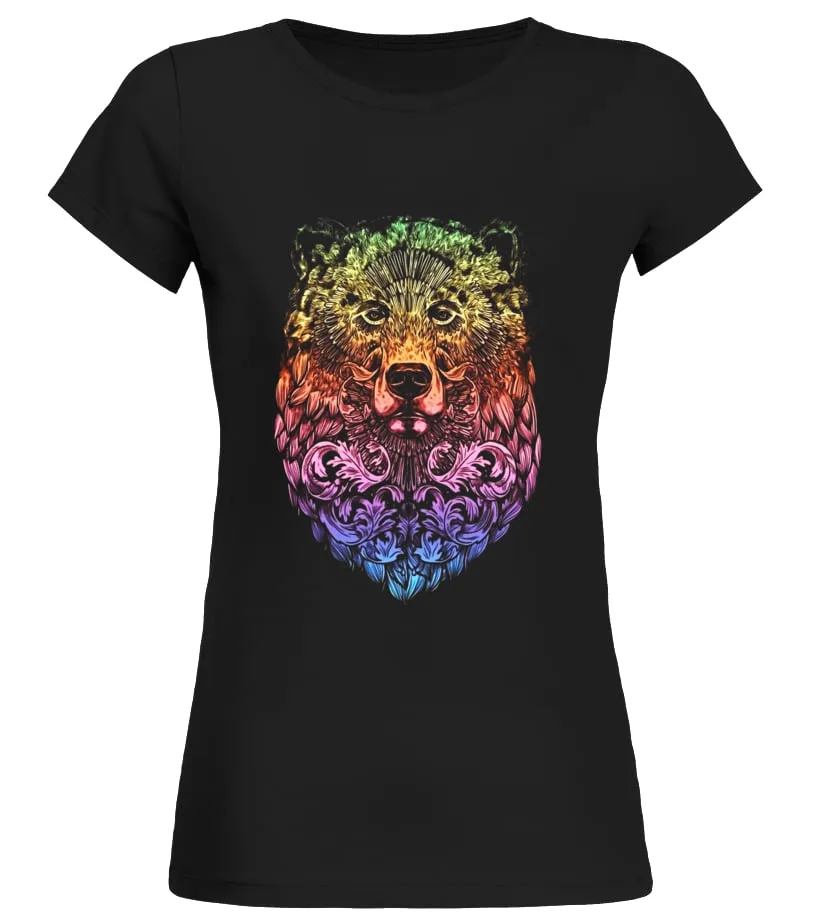 BEAR PRINT T SHIRT - SPIRITUAL SHIRTS Shamanism Animals Tee - Limited Edition Camiseta cuello redondo Mujer