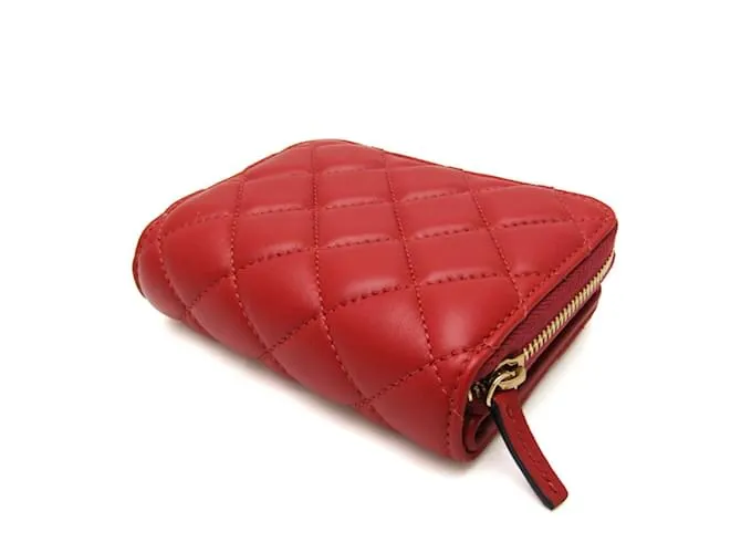 Billetera bifold de napa acolchada Medusa de Versace Roja 