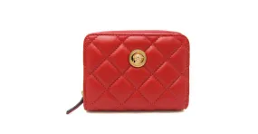 Billetera bifold de napa acolchada Medusa de Versace Roja 