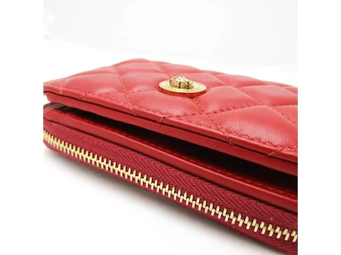 Billetera bifold de napa acolchada Medusa de Versace Roja 