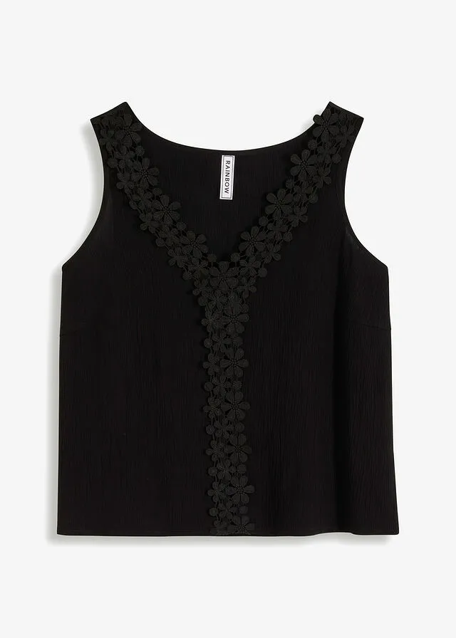 Blusa con encaje Negro