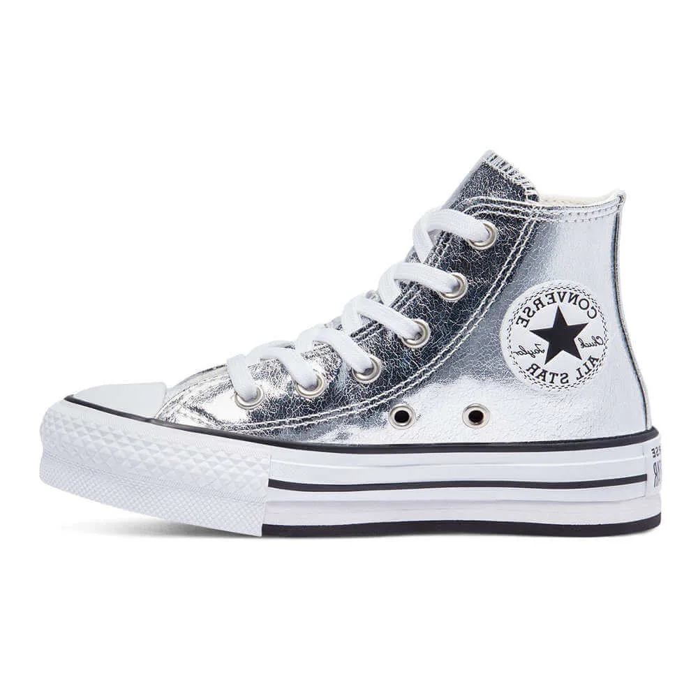 BOTA CONVERSE PLATAFORMA PLATA