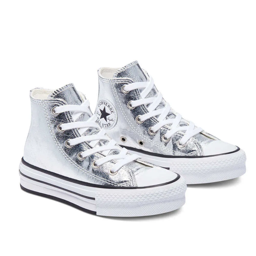 BOTA CONVERSE PLATAFORMA PLATA