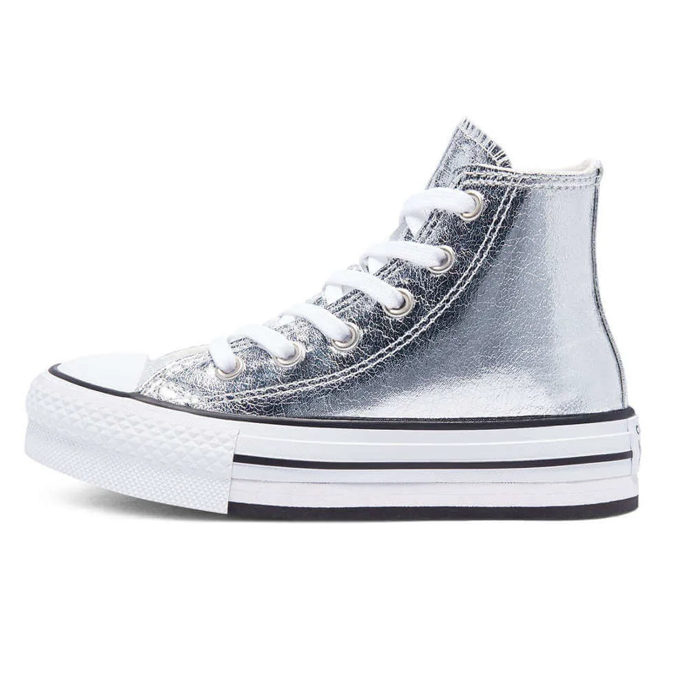 BOTA CONVERSE PLATAFORMA PLATA