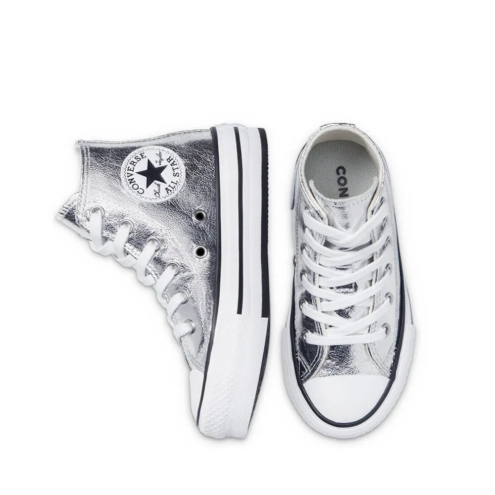 BOTA CONVERSE PLATAFORMA PLATA