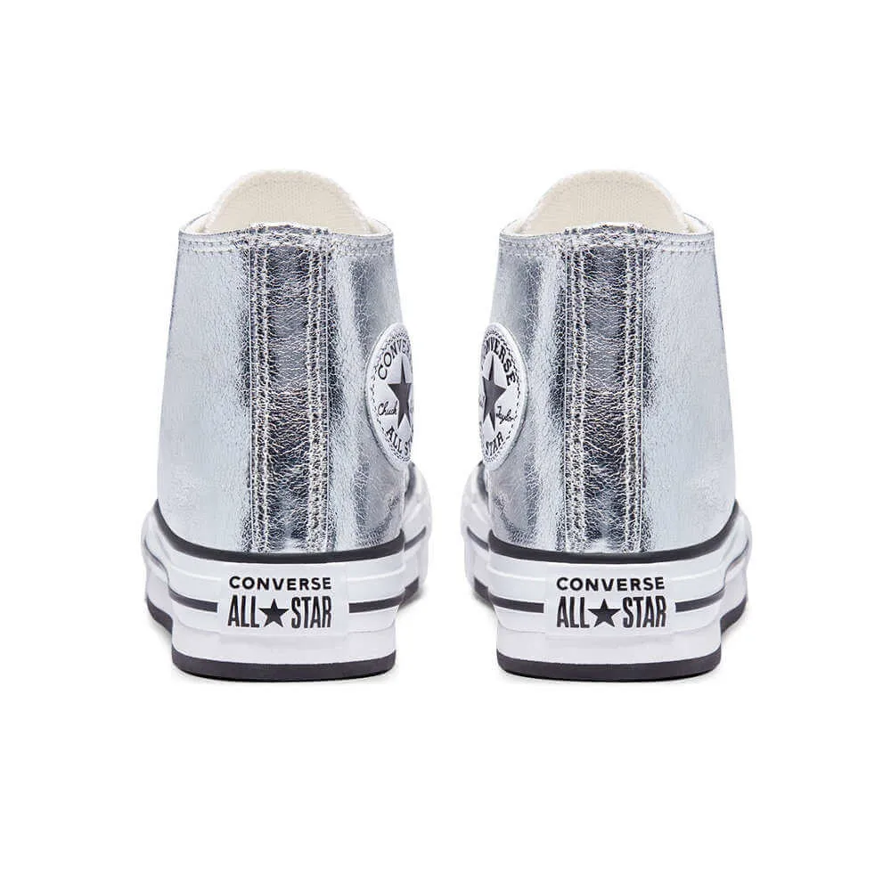 BOTA CONVERSE PLATAFORMA PLATA