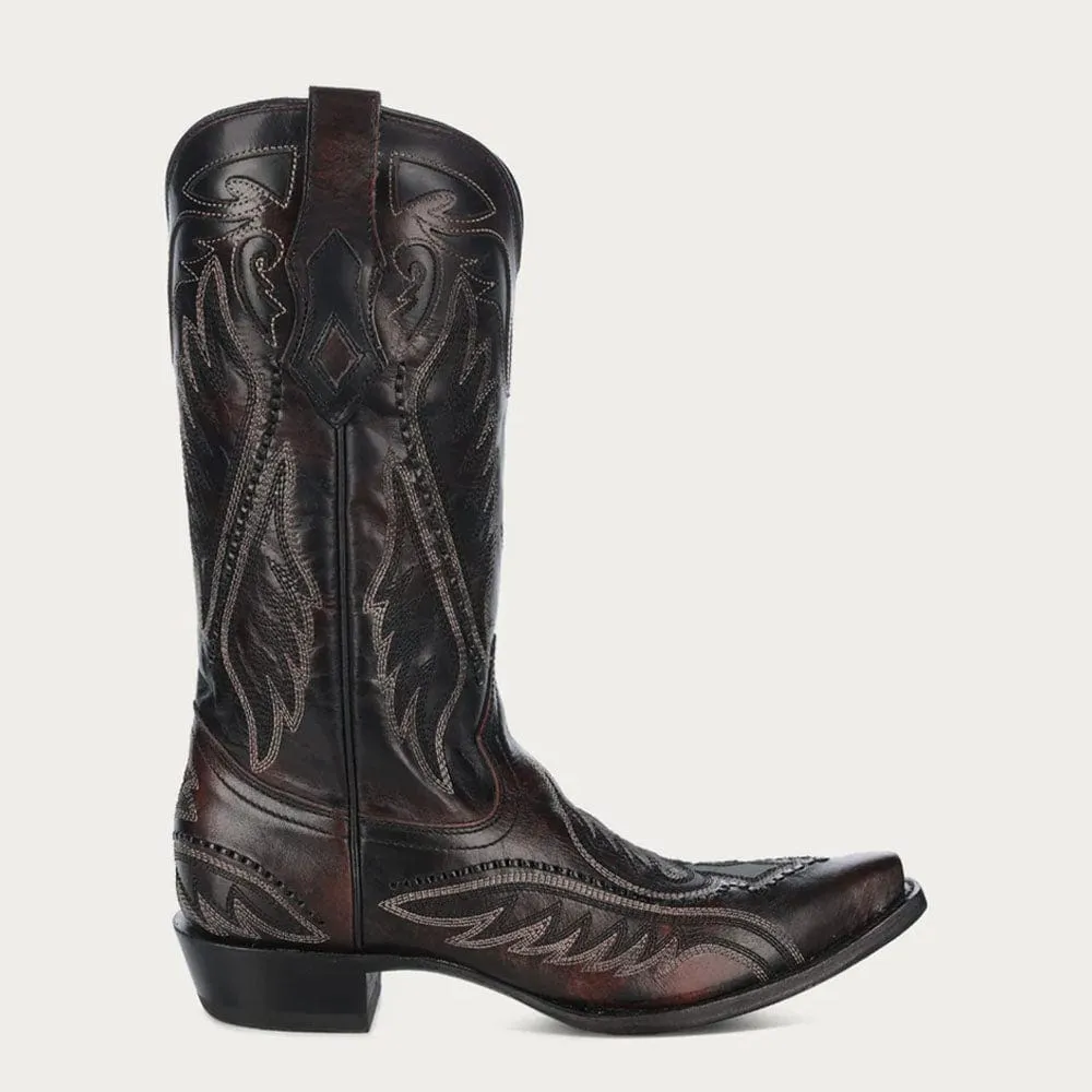 Bota Vaquera Brown Embroidery Woven & Inlay