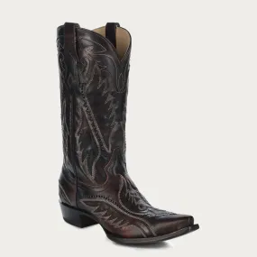 Bota Vaquera Brown Embroidery Woven & Inlay