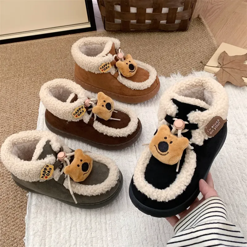 Botas Girly Heart Bear Plataforma Casual Slippers Mini Botas Classic Botas Super Snow Plataforma Media Caza Cálida Castaín de pi