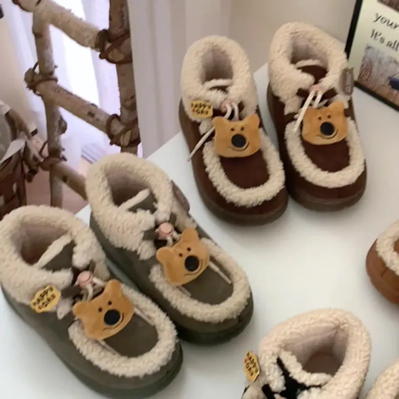 Botas Girly Heart Bear Plataforma Casual Slippers Mini Botas Classic Botas Super Snow Plataforma Media Caza Cálida Castaín de pi