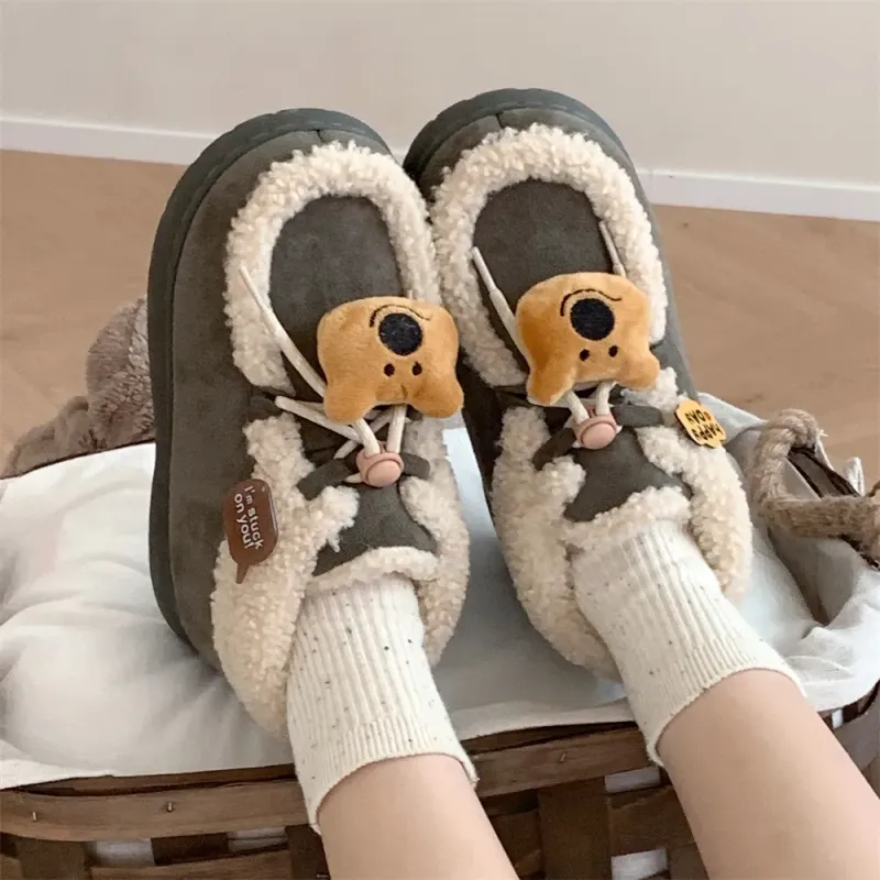 Botas Girly Heart Bear Plataforma Casual Slippers Mini Botas Classic Botas Super Snow Plataforma Media Caza Cálida Castaín de pi