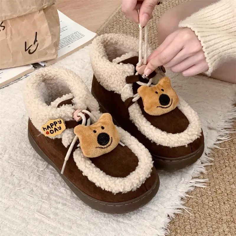 Botas Girly Heart Bear Plataforma Casual Slippers Mini Botas Classic Botas Super Snow Plataforma Media Caza Cálida Castaín de pi