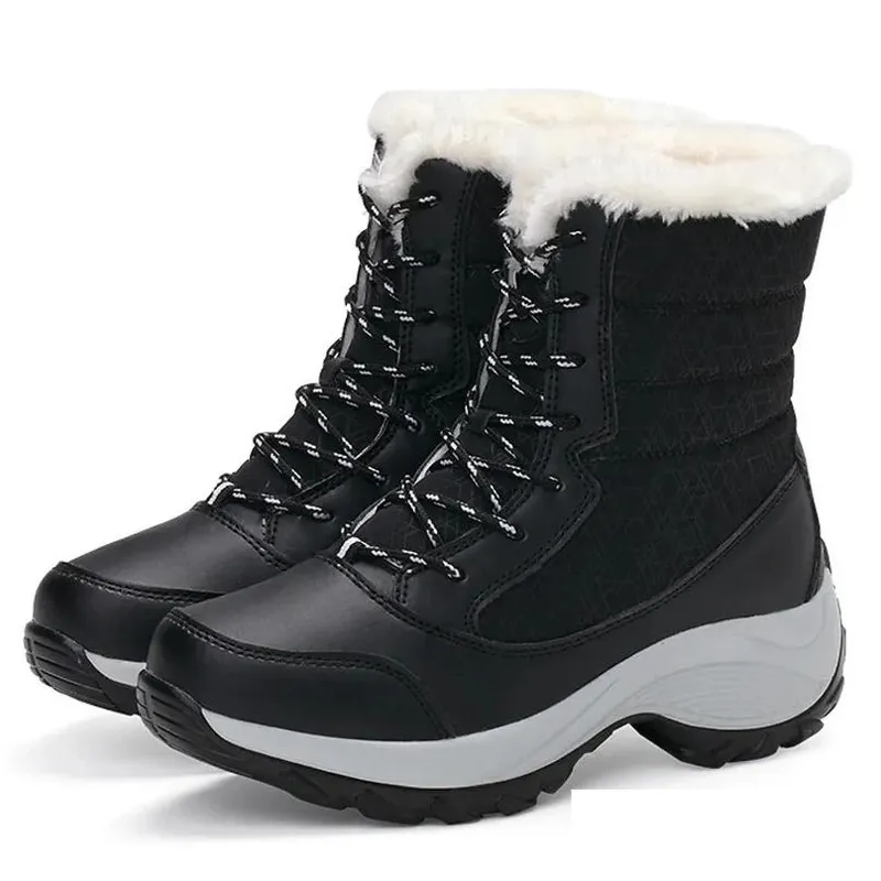 Botas Invierno al aire libre Nieve cálida Plataforma gruesa de espesor y anti -Slip Womens