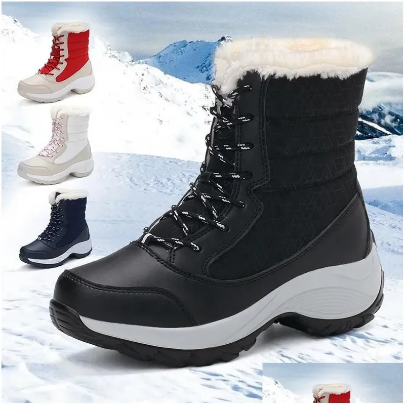 Botas Invierno al aire libre Nieve cálida Plataforma gruesa de espesor y anti -Slip Womens