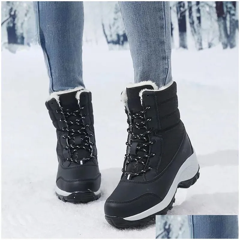 Botas Invierno al aire libre Nieve cálida Plataforma gruesa de espesor y anti -Slip Womens