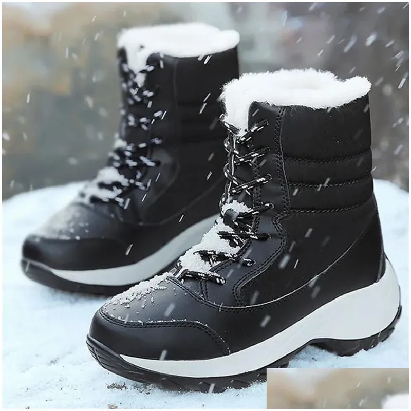 Botas Invierno al aire libre Nieve cálida Plataforma gruesa de espesor y anti -Slip Womens