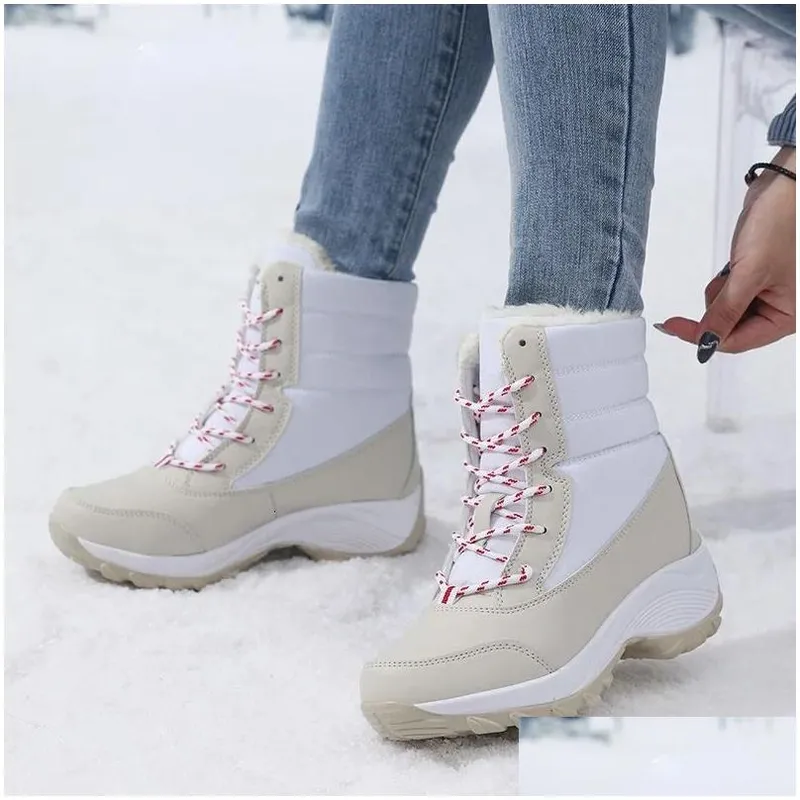 Botas Invierno al aire libre Nieve cálida Plataforma gruesa de espesor y anti -Slip Womens