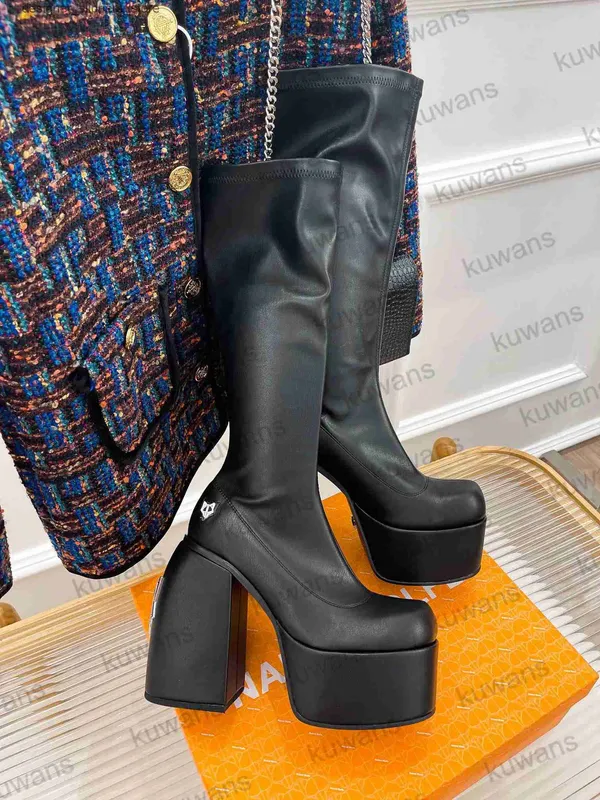 Botas Naked Wolfe Boot Alto High Spice Black Stretch Stretch Secret Jailbreaker Jennies Sassy Women Slip en el calzado Tamaño 35