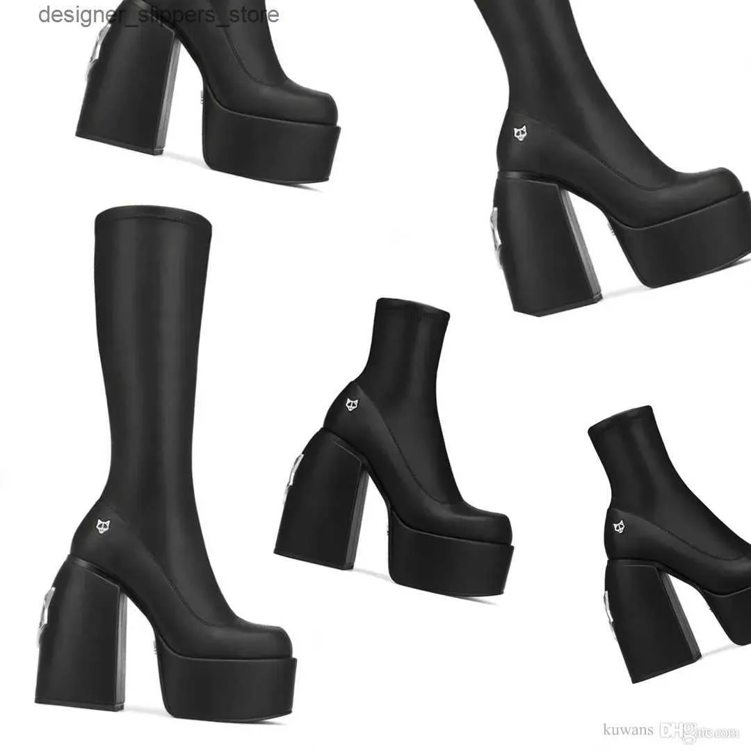 Botas Naked Wolfe Boot Alto High Spice Black Stretch Stretch Secret Jailbreaker Jennies Sassy Women Slip en el calzado Tamaño 35