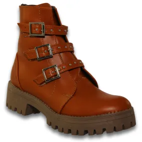 Botas Para Mujer De Moda Con Hebilla Estilo 0600Mi5 Marca Miriam Sarahi Acabado Nairobi Color Tang