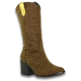 Botas Para Mujer De Moda Estilo 2052Vk5 Marca Vk Acabado Nobuck Color Musgo