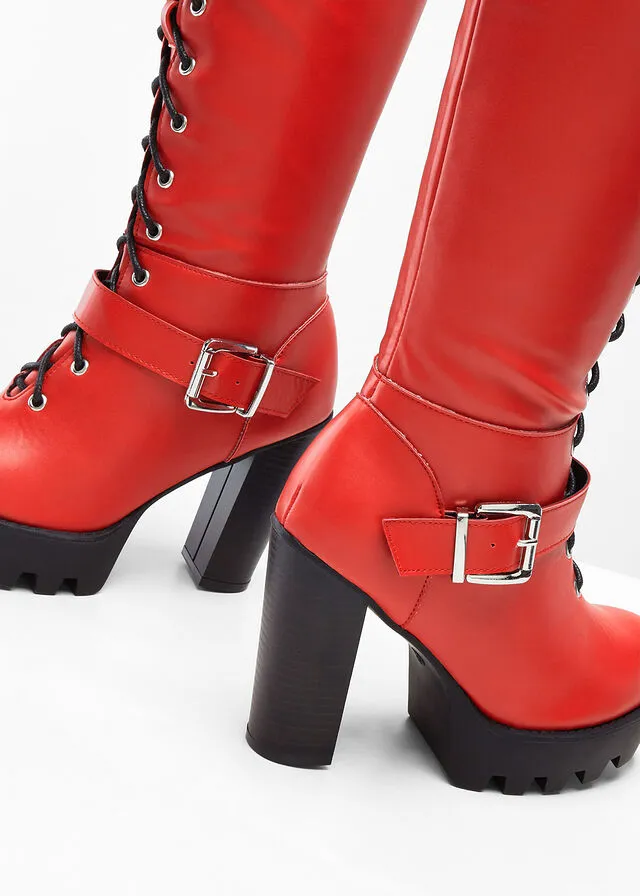 Botines de plataforma Rojo