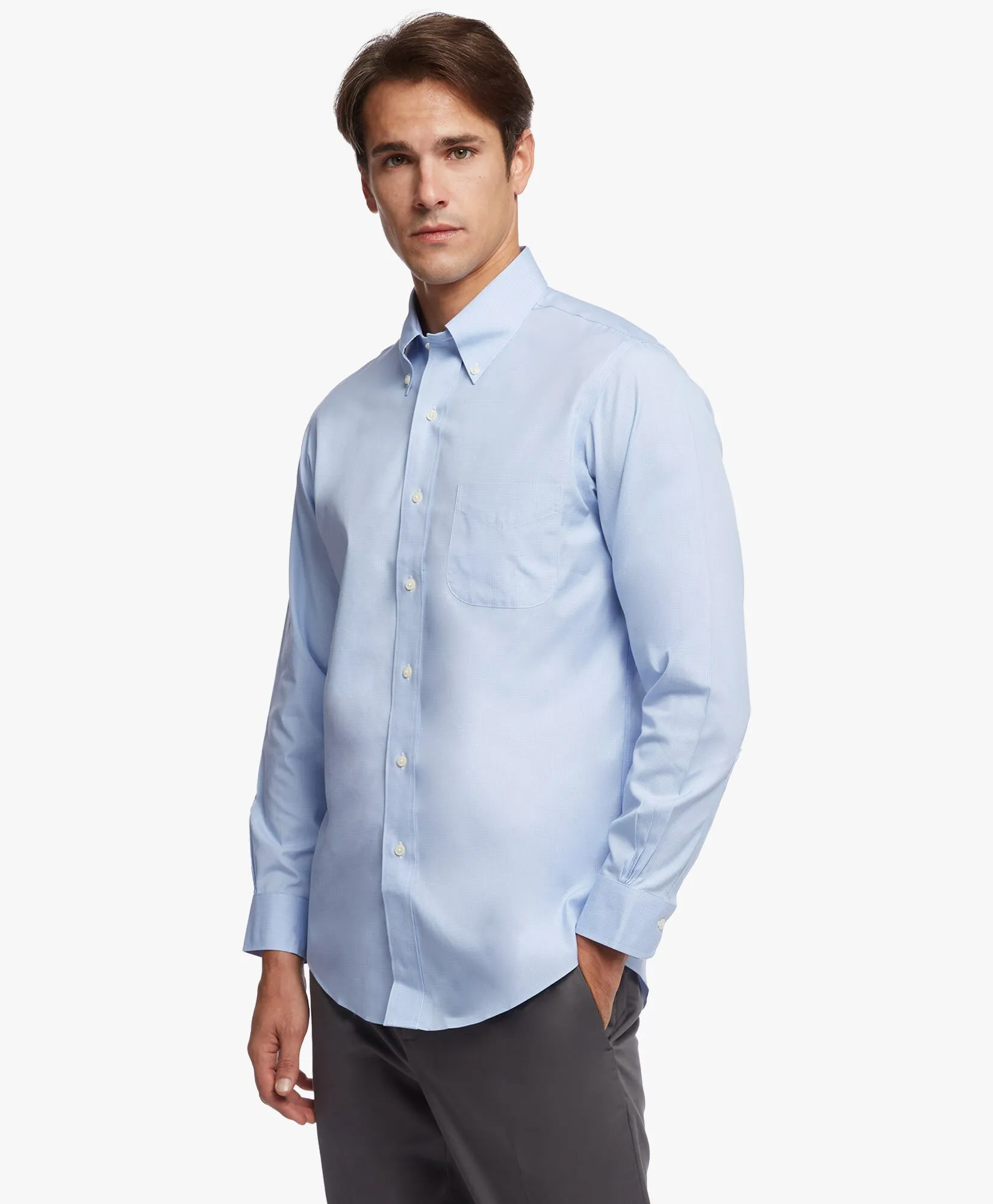 Camisa de vestir non-iron corte slim Milano, pinpoint, cuello button-down