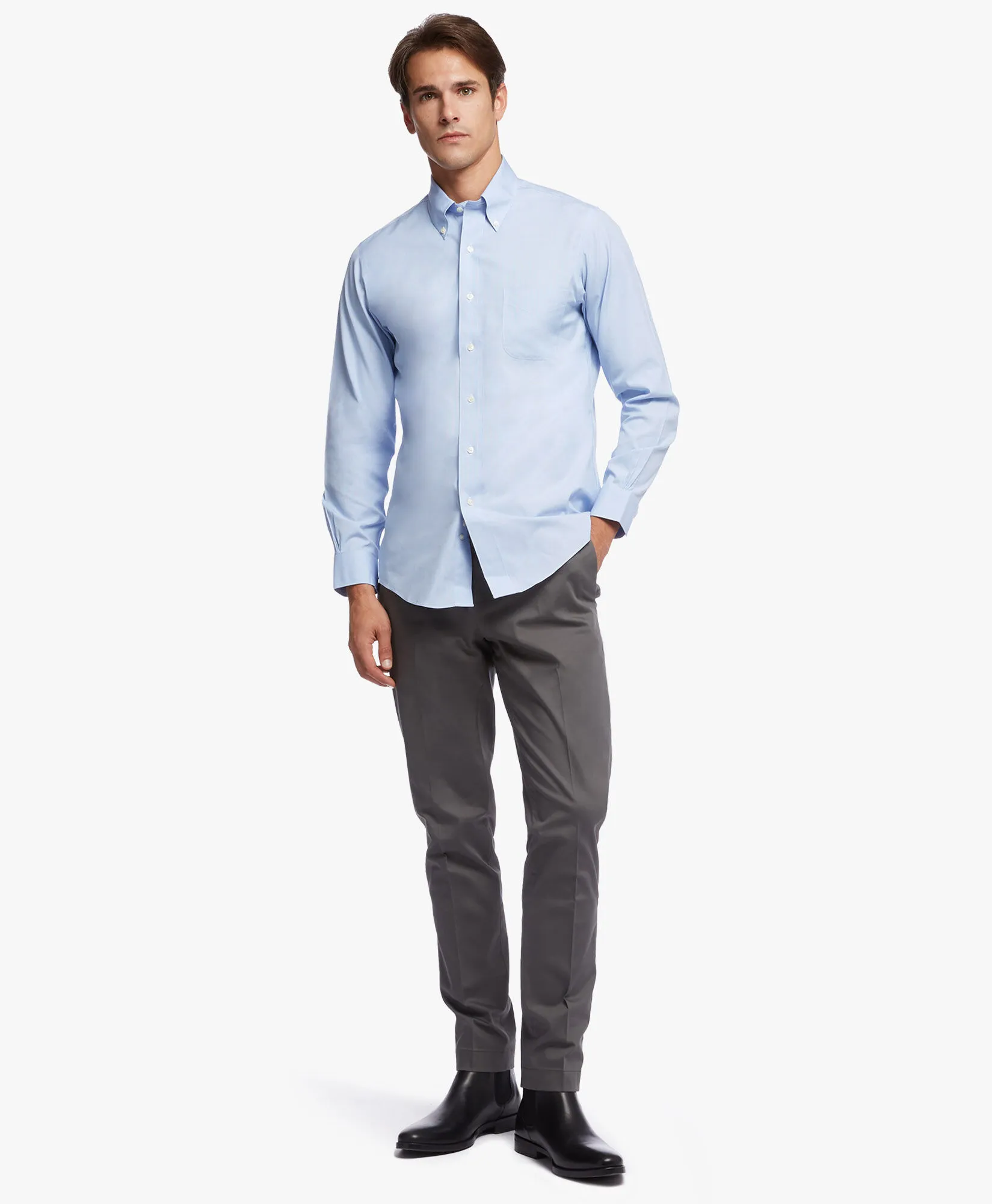 Camisa de vestir non-iron corte slim Milano, pinpoint, cuello button-down