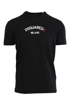 Camiseta negra con minilogo dsquared2 milano