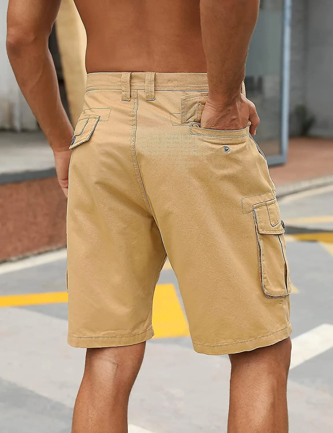 Cargo Shorts Men Classic Multi Pocket Cargo Work Shorts Comfy Workout Shorts Summer Casual Beach Shorts, Black, Size M