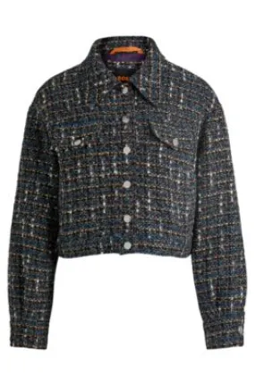 Chaqueta corta de tweed con botones de la marca