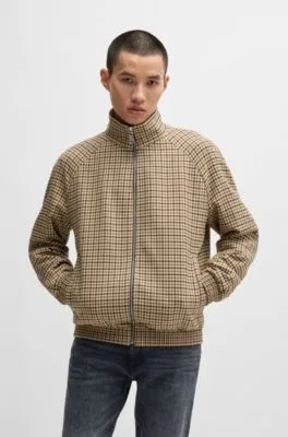 Chaqueta de corte moderno en material elástico con motivo de pata de gallo