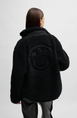 Chaqueta de peluche con cremallera y logo de Happy HUGO