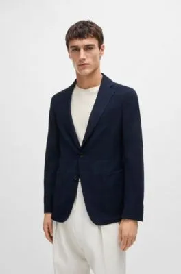 Chaqueta slim fit de paño elástico a cuadros