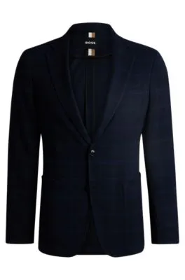 Chaqueta slim fit de paño elástico a cuadros